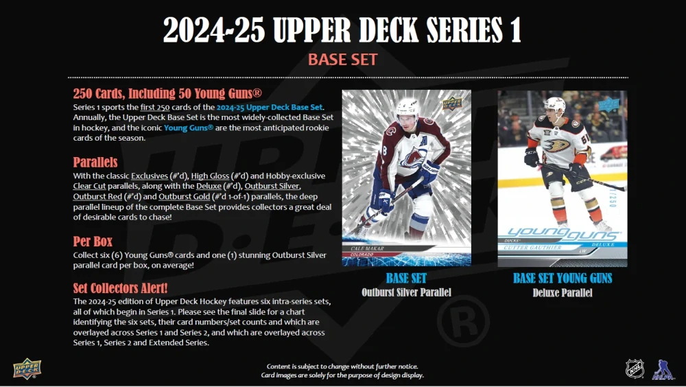 2024-25 NHL Upper Deck Series 1 Hobby Box