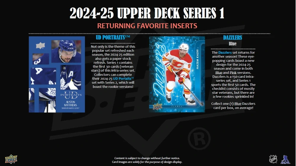 2024-25 NHL Upper Deck Series 1 Hobby Box