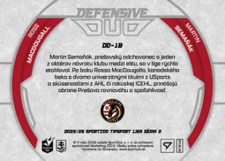 25-26 TIPSPORT LIGA - Ross MacDOUGALL & Martin SEMAŇÁK č. DD-18 Defensive Duo