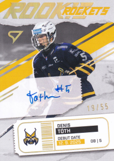 25-26 TIPSPORT LIGA - Denis TÓTH č. RRS-DT Rookie Rockets Gold Auto 19/55