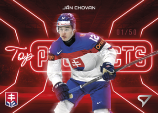 2026 Hokejové Slovensko - Ján CHOVAN č. TP-19 Top Prospects Neon Red x/50