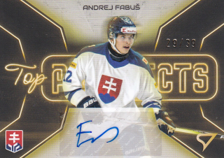 2026 Hokejové Slovensko - Andrej FABUŠ č. TPS-AF Top Prospects Gold Auto 29/39