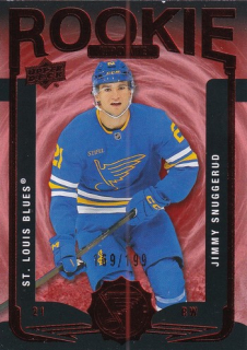 25-26 UD Extended - Jimmy SNUGGERUD č. RU-11 Rookie Update Red x/199
