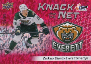 25-26 UD CHL - Zackary SHANTZ č. KN-25 Knack for the Net Speckled Red 99/99