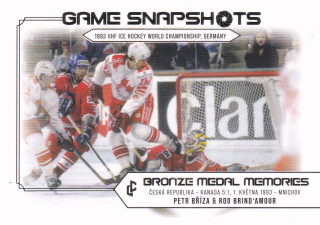 Bronze Medail Memories 1993 30th Anniversary - Petr BŘÍZA & Rod BRIND'AMOUR č. GS-03 Game Snapshots Platinum x/50