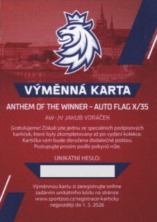 2024 Hokejové Česko - Jakub VORÁČEK č. AW-JV x/35