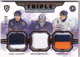 24-25 GOAL Cards - Karel KLIKORKA, Martin MICHAJLOV, Petr TON č. JM-14 Triple Jersey Materials 01/20
