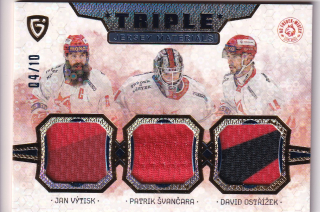 24-25 GOAL Cards - Jan VÝTISK, Patrik ŠVANČARA, David OSTŘÍŽEK č. JM-18 Triple Jersey Materials 04/10